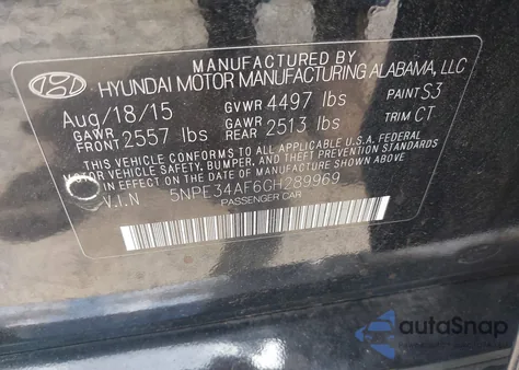 2016 Hyundai Sonata Limited из США, поврежденный, VIN 5NPE34AF6GH289969